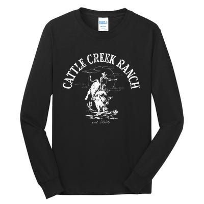 Cattle Creek Bucking Bull Rodeo Logo Graphic Tall Long Sleeve T-Shirt