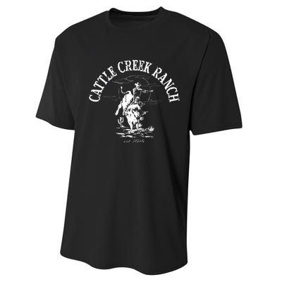 Cattle Creek Bucking Bull Rodeo Logo Graphic Performance Sprint T-Shirt