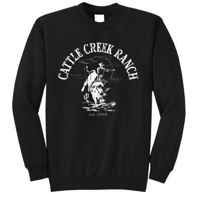 Cattle Creek Bucking Bull Rodeo Logo Graphic Tall Sweatshirt