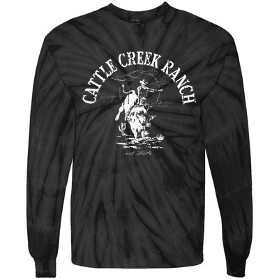 Cattle Creek Bucking Bull Rodeo Logo Graphic Tie-Dye Long Sleeve Shirt