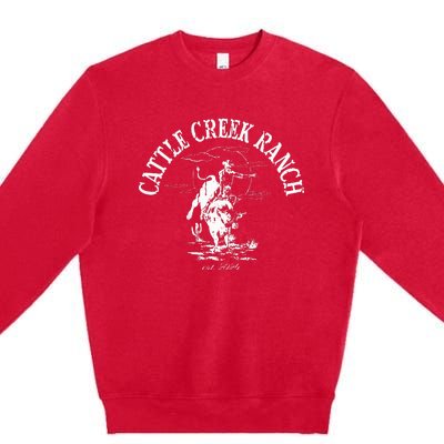 Cattle Creek Bucking Bull Rodeo Logo Graphic Premium Crewneck Sweatshirt