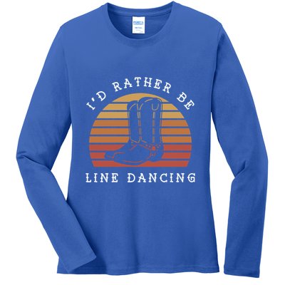 Cow Cow Boots ID Rather Be Line Dancing Great Gift Ladies Long Sleeve Shirt