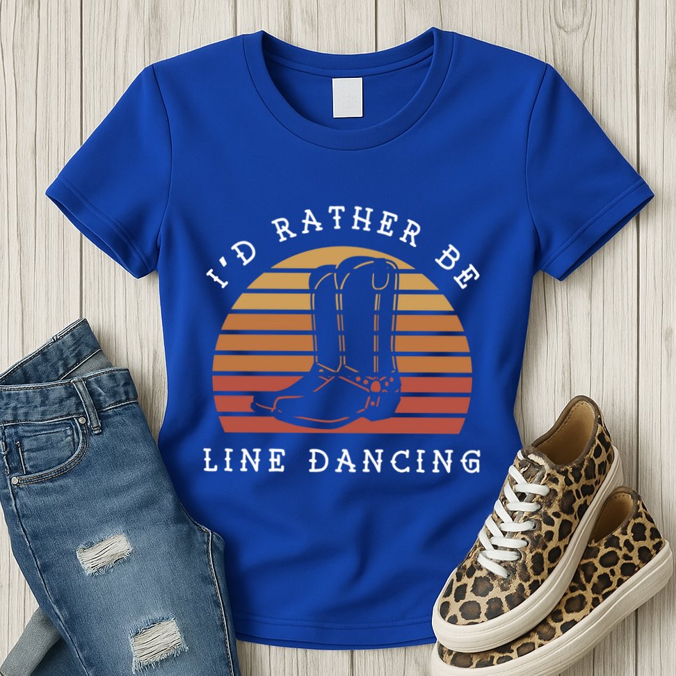 Cow Cow Boots ID Rather Be Line Dancing Great Gift Womens T-Shirt