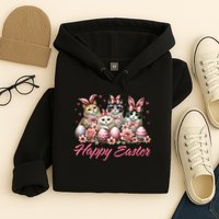 Cute Cat Bunny Happy Easter Cat Lover Kitty Rabbit Cat Mom  Hoodie