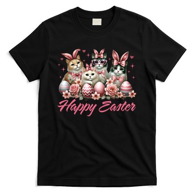 Cute Cat Bunny Happy Easter Cat Lover Kitty Rabbit Cat Mom  T-Shirt