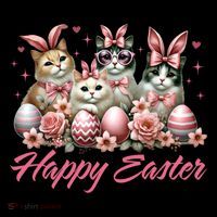 Cute Cat Bunny Happy Easter Cat Lover Kitty Rabbit Cat Mom  T-Shirt