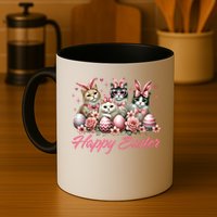 Cute Cat Bunny Happy Easter Cat Lover Kitty Rabbit Cat Mom  Mug
