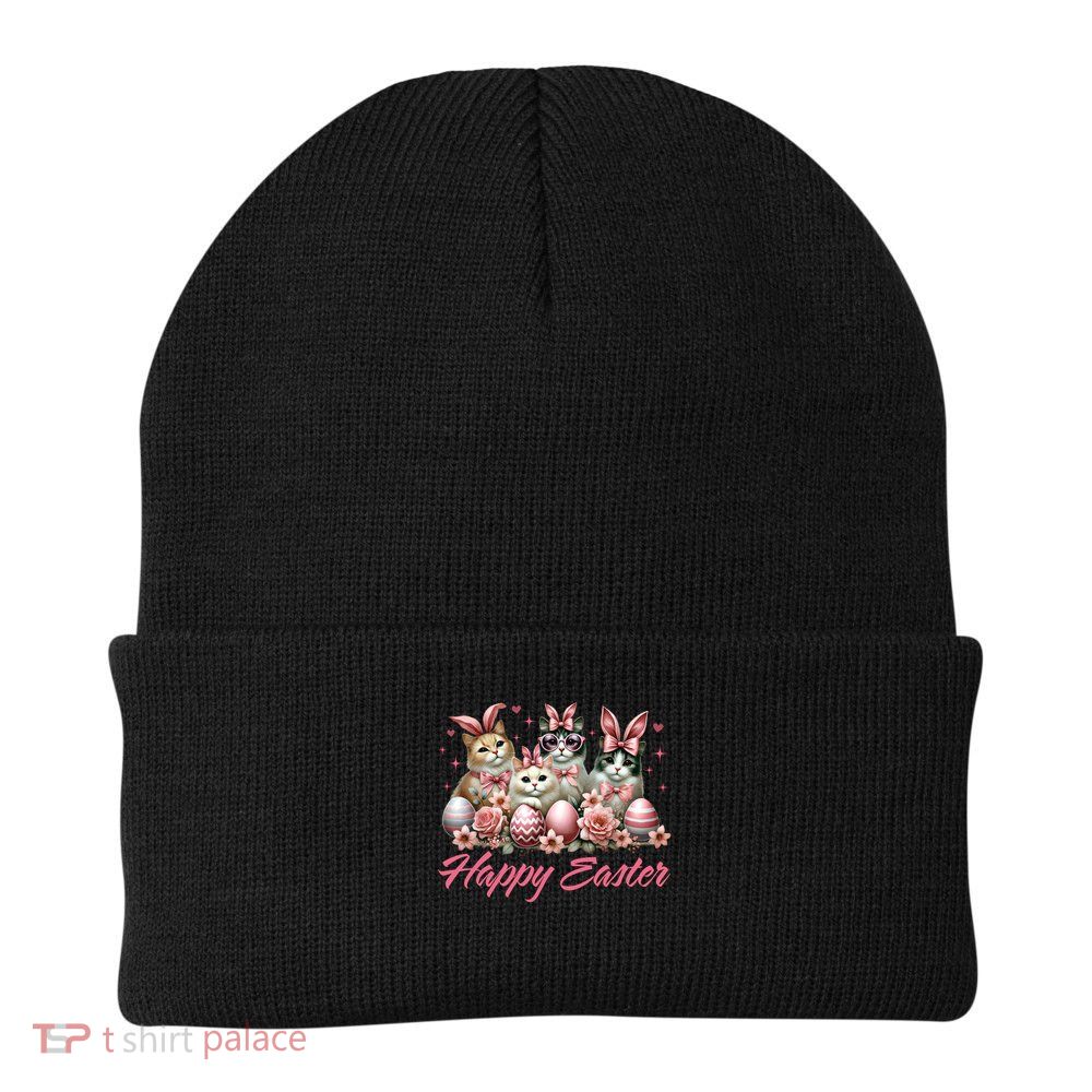 Cute Cat Bunny Happy Easter Cat Lover Kitty Rabbit Cat Mom  Beanie