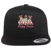 Cute Cat Bunny Happy Easter Cat Lover Kitty Rabbit Cat Mom  Flatbill Hat