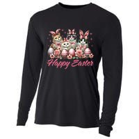 Cute Cat Bunny Happy Easter Cat Lover Kitty Rabbit Cat Mom  Cooling Performance Long Sleeve Crew