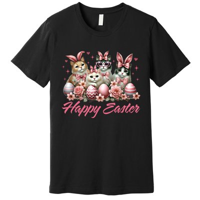 Cute Cat Bunny Happy Easter Cat Lover Kitty Rabbit Cat Mom  Premium T-Shirt