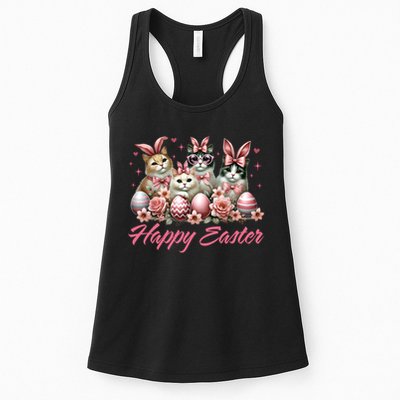 Cute Cat Bunny Happy Easter Cat Lover Kitty Rabbit Cat Mom  Womens Tank Top