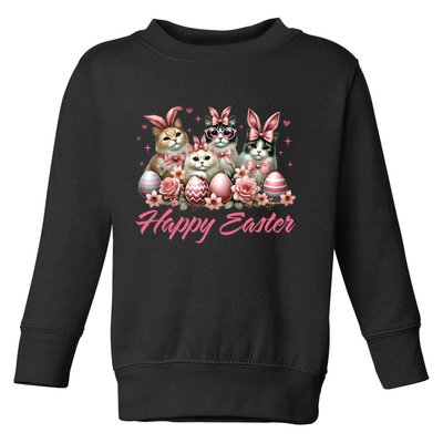 Cute Cat Bunny Happy Easter Cat Lover Kitty Rabbit Cat Mom  Toddler Sweatshirt