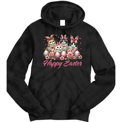 Cute Cat Bunny Happy Easter Cat Lover Kitty Rabbit Cat Mom  Tie Dye Hoodie