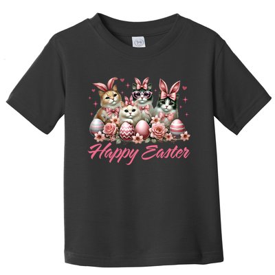 Cute Cat Bunny Happy Easter Cat Lover Kitty Rabbit Cat Mom  Toddler T-Shirt