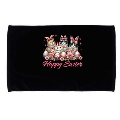 Cute Cat Bunny Happy Easter Cat Lover Kitty Rabbit Cat Mom  Microfiber Hand Towel