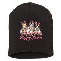 Cute Cat Bunny Happy Easter Cat Lover Kitty Rabbit Cat Mom  Short Acrylic Beanie