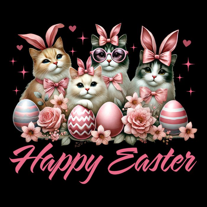 Cute Cat Bunny Happy Easter Cat Lover Kitty Rabbit Cat Mom  Short Acrylic Beanie