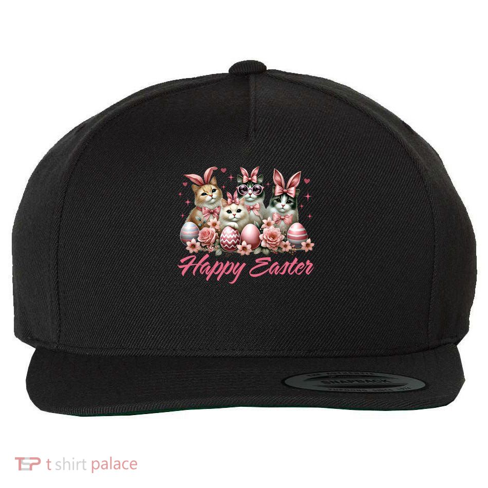 Cute Cat Bunny Happy Easter Cat Lover Kitty Rabbit Cat Mom  Wool Snapback Cap