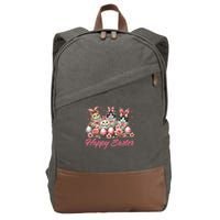 Cute Cat Bunny Happy Easter Cat Lover Kitty Rabbit Cat Mom  Cotton Canvas Backpack