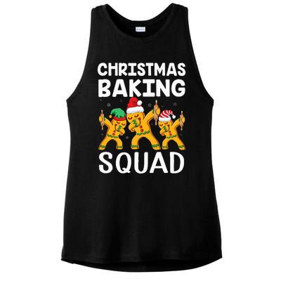 Christmas Cookie baking team squad Dabbing Gingerbread Man Ladies PosiCharge Tri-Blend Wicking Tank