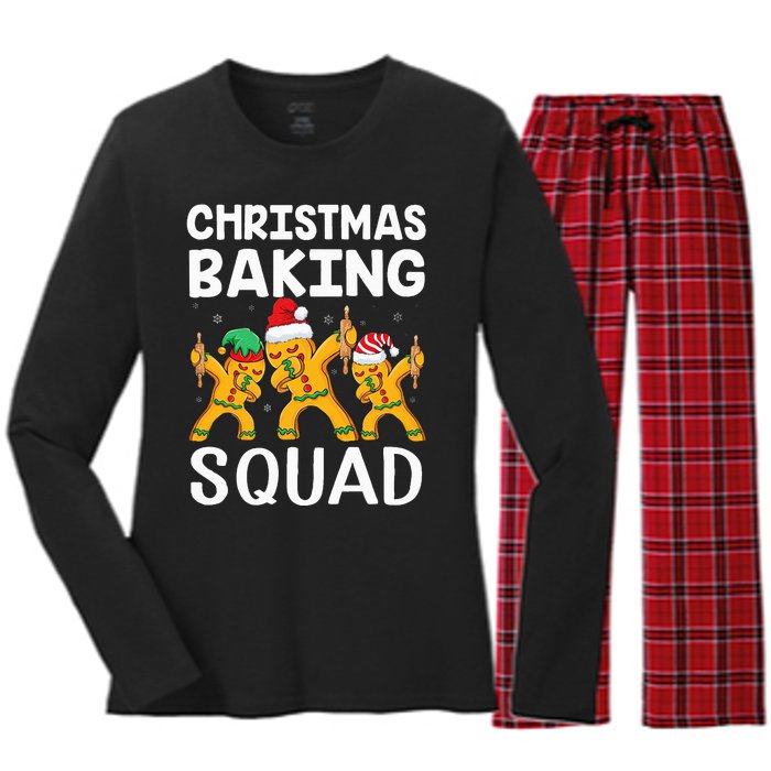 Christmas Cookie baking team squad Dabbing Gingerbread Man Women's Long Sleeve Flannel Pajama Set 