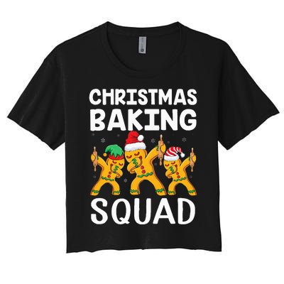 Christmas Cookie baking team squad Dabbing Gingerbread Man Women's Crop Top Tee