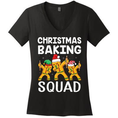 Christmas Cookie baking team squad Dabbing Gingerbread Man Women's V-Neck T-Shirt