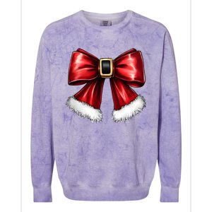 Christmas Coquette Bow Xmas Santa Bow Colorblast Crewneck Sweatshirt