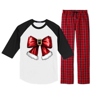 Christmas Coquette Bow Xmas Santa Bow Raglan Sleeve Pajama Set