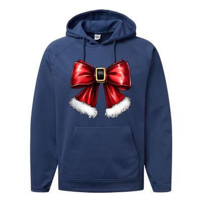 Christmas Coquette Bow Xmas Santa Bow Performance Fleece Hoodie