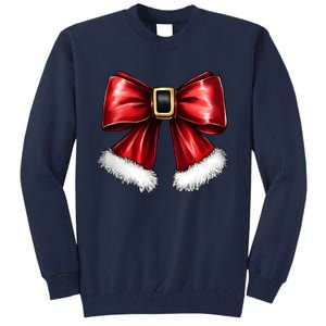 Christmas Coquette Bow Xmas Santa Bow Tall Sweatshirt