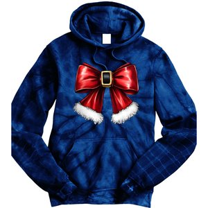 Christmas Coquette Bow Xmas Santa Bow Tie Dye Hoodie