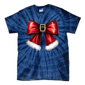 Christmas Coquette Bow Xmas Santa Bow Tie-Dye T-Shirt