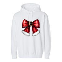 Christmas Coquette Bow Xmas Santa Bow Garment-Dyed Fleece Hoodie