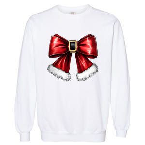 Christmas Coquette Bow Xmas Santa Bow Garment-Dyed Sweatshirt