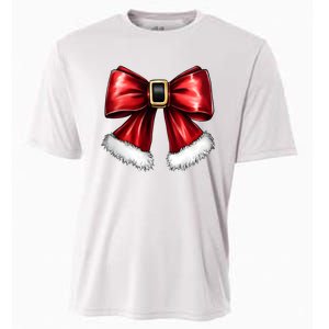 Christmas Coquette Bow Xmas Santa Bow Cooling Performance Crew T-Shirt