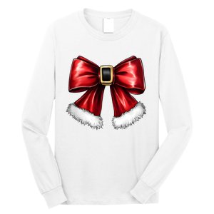 Christmas Coquette Bow Xmas Santa Bow Long Sleeve Shirt