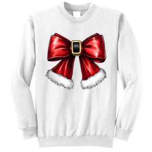 Christmas Coquette Bow Xmas Santa Bow Sweatshirt