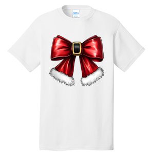 Christmas Coquette Bow Xmas Santa Bow Tall T-Shirt