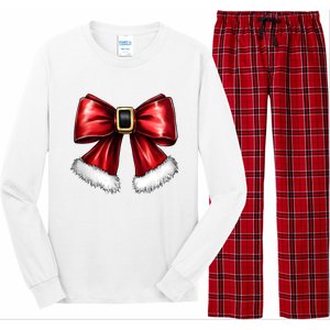 Christmas Coquette Bow Xmas Santa Bow Long Sleeve Pajama Set