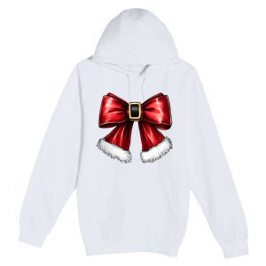 Christmas Coquette Bow Xmas Santa Bow Premium Pullover Hoodie