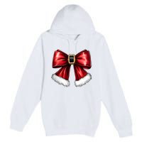 Christmas Coquette Bow Xmas Santa Bow Premium Pullover Hoodie