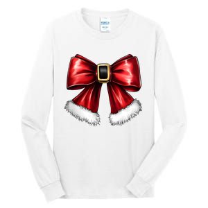 Christmas Coquette Bow Xmas Santa Bow Tall Long Sleeve T-Shirt