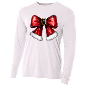 Christmas Coquette Bow Xmas Santa Bow Cooling Performance Long Sleeve Crew