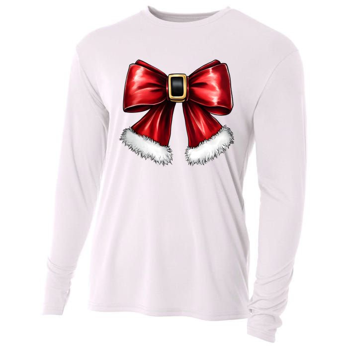 Christmas Coquette Bow Xmas Santa Bow Cooling Performance Long Sleeve Crew