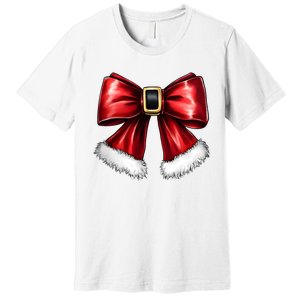 Christmas Coquette Bow Xmas Santa Bow Premium T-Shirt