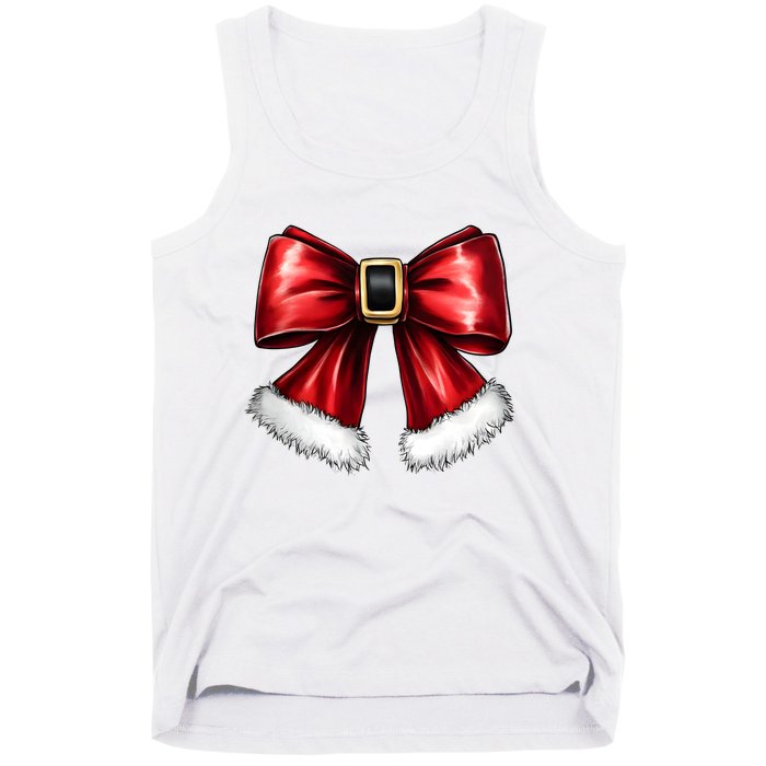 Christmas Coquette Bow Xmas Santa Bow Tank Top