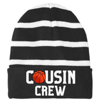 Cousin Crew Basketball Squad Family Friends Basketball Striped Beanie with Solid Band