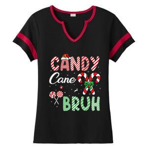 Candy Cane Bruh Funny Christmas Holiday Gift Ladies Halftime Notch Neck Tee